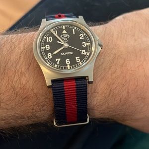 CWC G10 black dial British Quartz watch with 3 straps